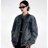 ICH MODE Women's Retro Washed Denim Jacket