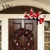 Wooden Holiday Door Corner Sign Christmas Frame Decor, Santa Reindeer Topper Indoor Art Ornament, Creative Table EdgeDecoration for Home Shop