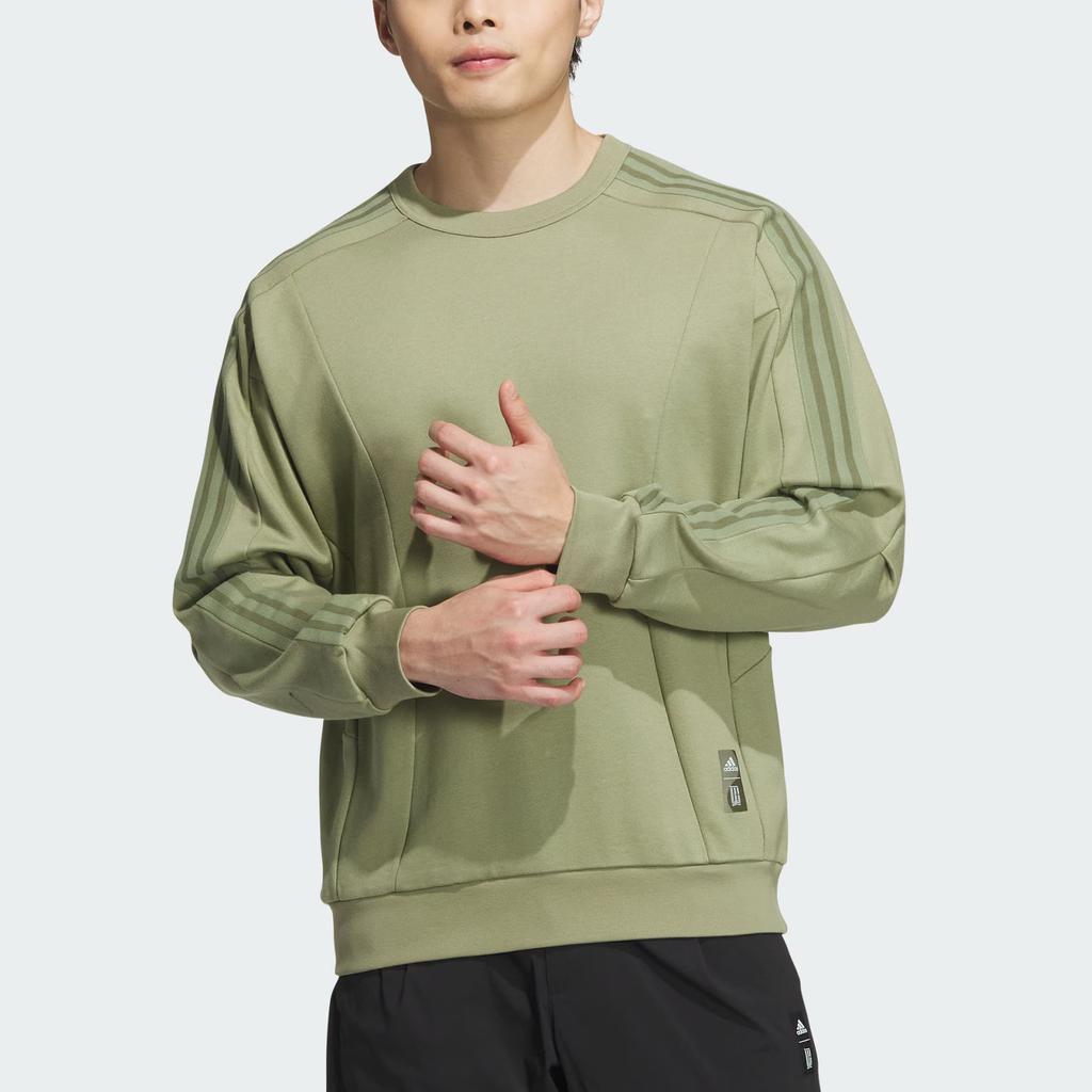 Adidas Wuji Series Silky Sweatshirt Crew Neck Sports Casual Pullover Long Sleeve Hoodie Men Sweatshirt Tent-Green JI8711