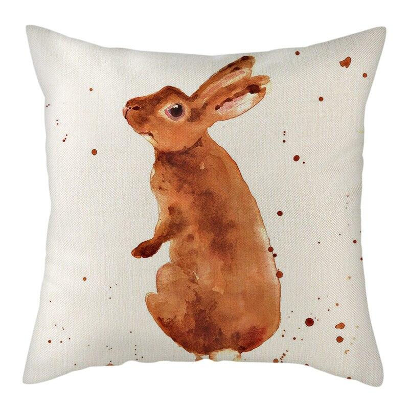 45X45Cm Rabbit Photo Cushion Cover Grey Pattern Pillow Polyester Pillowcase