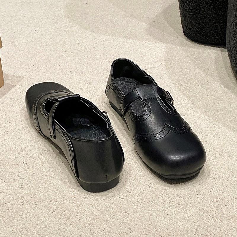 Nové Boty v britském stylu, ploché, malé, dámské, 2025 jaro a podzim, nové, kulatá špička, jednoduché boty Jane