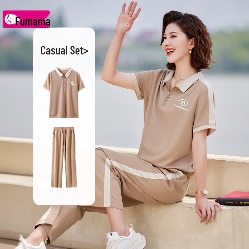 Fumama Women s Spring Summer Casual Two-Piece Set 3XL