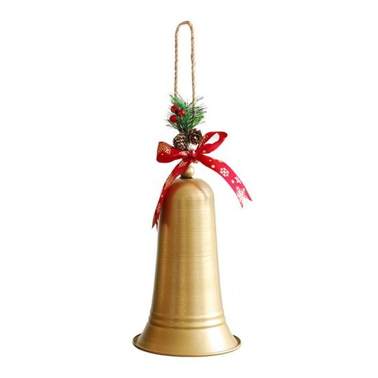 Christmas Bell Hanging Ornaments Rustic Metal Bell Decoration with Artificial Pine Needles Berries for Christmas Tree Wreath Door Window Decor