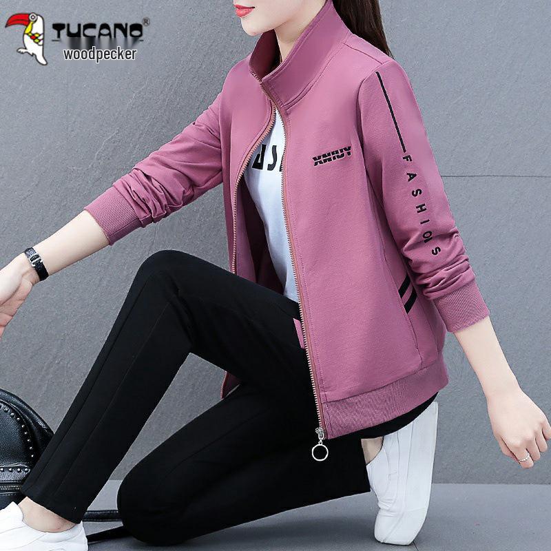 Woodpecker Women's Fleece-Lined Sportswear Set - 2025 New Style for Spring To Autumn, Perfect for Middle-Aged Mothers.