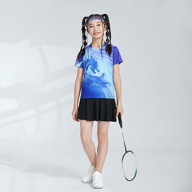 Kids Quick-Dry Badminton Training Set Girls Boys Sportswear Lightweight Bamboo Fiber Athletic Outfit