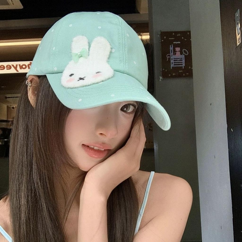 Fashion Hat Polka Dot Rabbit Baseball Cap Women's Spring Summer New Soft Top Cap Shade Sun Protection Hat