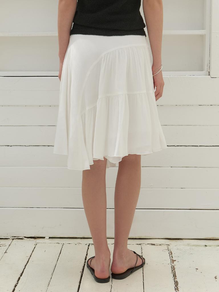 Liel Ena Chiffon Shirring Skirt (White)