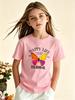 Black Girls Short Sleeve Tee Happy Life Colourful Slogan Vibrant Gradient Butterfly Retro Letter Graphic Casual Daily Top