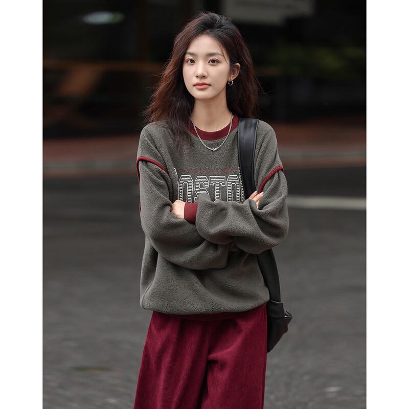 Demana Women's Color-block Letter Print Sweatshirt