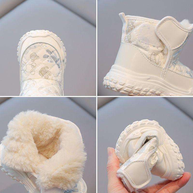Winter Children's Snow Boots, Boys and Girls Outdoor Waterproof Warm and Non-slip Children's Cotton Shoes