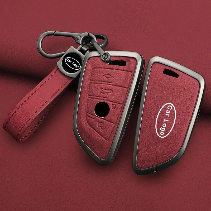 Zinc Alloy Leather Car Key Case for BMW X1 X3 X5 X6 X7 F20 F15 F16 F48 G20 G30 G01 G02 G05 G11 G32 1 3 7 Series Accessories