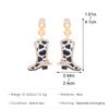 Western Cowboy Red Star Cow Pattern Boots Enamel Stud Earrings for Women Party Fashion Jewelry Minimalist Accessories Wholesale