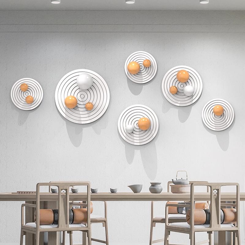 Nordic Electroplating Imitation Metal Mirror Nail-free Wall Decoration Ball Wood Art Chassis Living Room Dining Room Ornaments