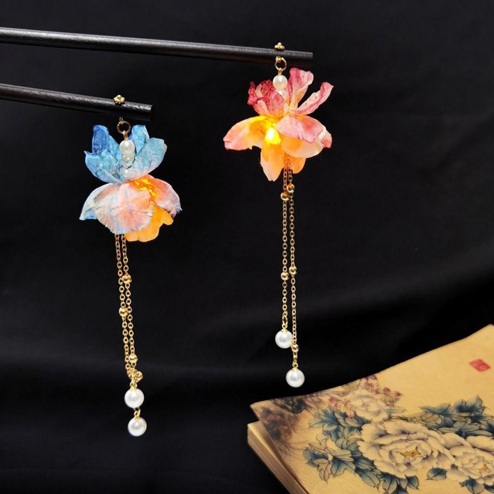 

Tassel For Girls LED Light Women Hair Sticks Korean Hanfu Hairpins Hair Clip Chinese Hair Fork синий
