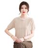 Mom's Summer Ice Silk Short-Sleeved T-shirt: Versatile Chinese Style Knitted Cardigan for Middle-Aged and Elderly Women