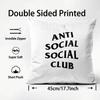 ANTI SOCIAL SOCIAL CLUB Cushion Cover Pattern Printed Pillowcase for Living Room Sofa Cushion Cover & Bedroom Decor