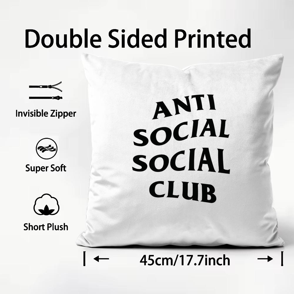 ANTI SOCIAL SOCIAL CLUB Cushion Cover Pattern Printed Pillowcase for Living Room Sofa Cushion Cover & Bedroom Decor