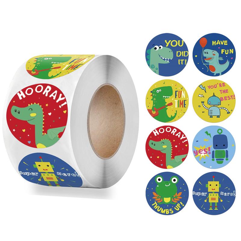 

500-Count Roll: Children s Cartoon & Emoji Stickers – Fun Decorative Patterns & Kindergarten Reward Labels