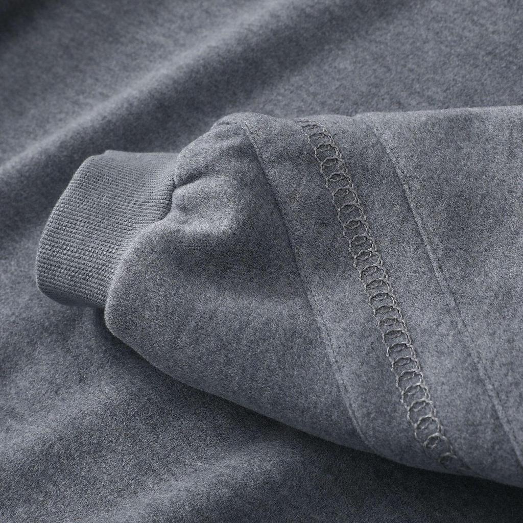 Women's Fleece-Lined Grey Hoodie Set - Warm, Versatile, Casual Round Neck, Perfect for Autumn/Winter.