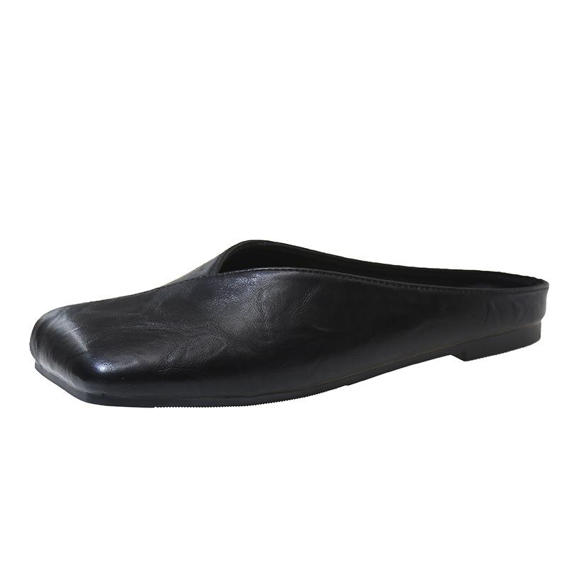 

Сумка с плоским дном, голова, ретро, ленивые тапочки, женские, весна и лето, новые, литературные и повседневные, женские туфли-однопедальки и полушлепки 42 чёрный