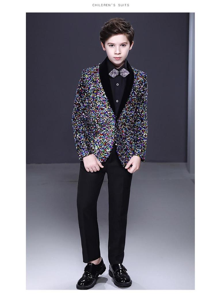 Children's Sequin Suit for Boys - Formal Wear for Stage, Flower Boy, or MC Events