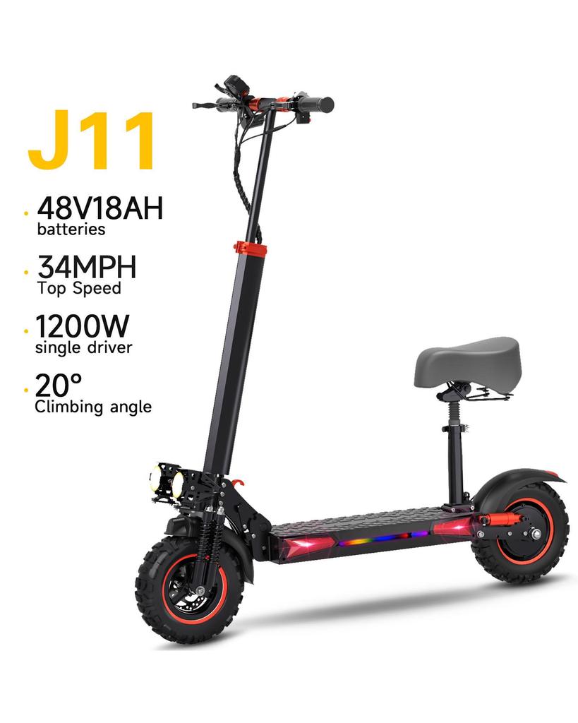 FREEBOY J11Max Adult Electric Scooter With Seat 1200W Off Road Electric Scooter 48V18AH Battery 11 Inch Off-Road Vacuum Tires City Commuting E-Scooter