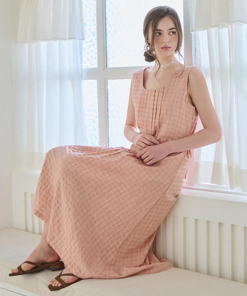 Slow Lolly Pintuck Bloom Dress - Peach Pink