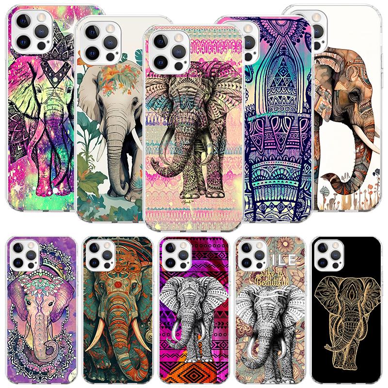 Elephant Mandala Aztec Phone Case For iPhone 17 Air 16 15 Plus 11 14 Pro Max 13 Mini 12 7 8 + SE Pattern Art Customized Cover 17