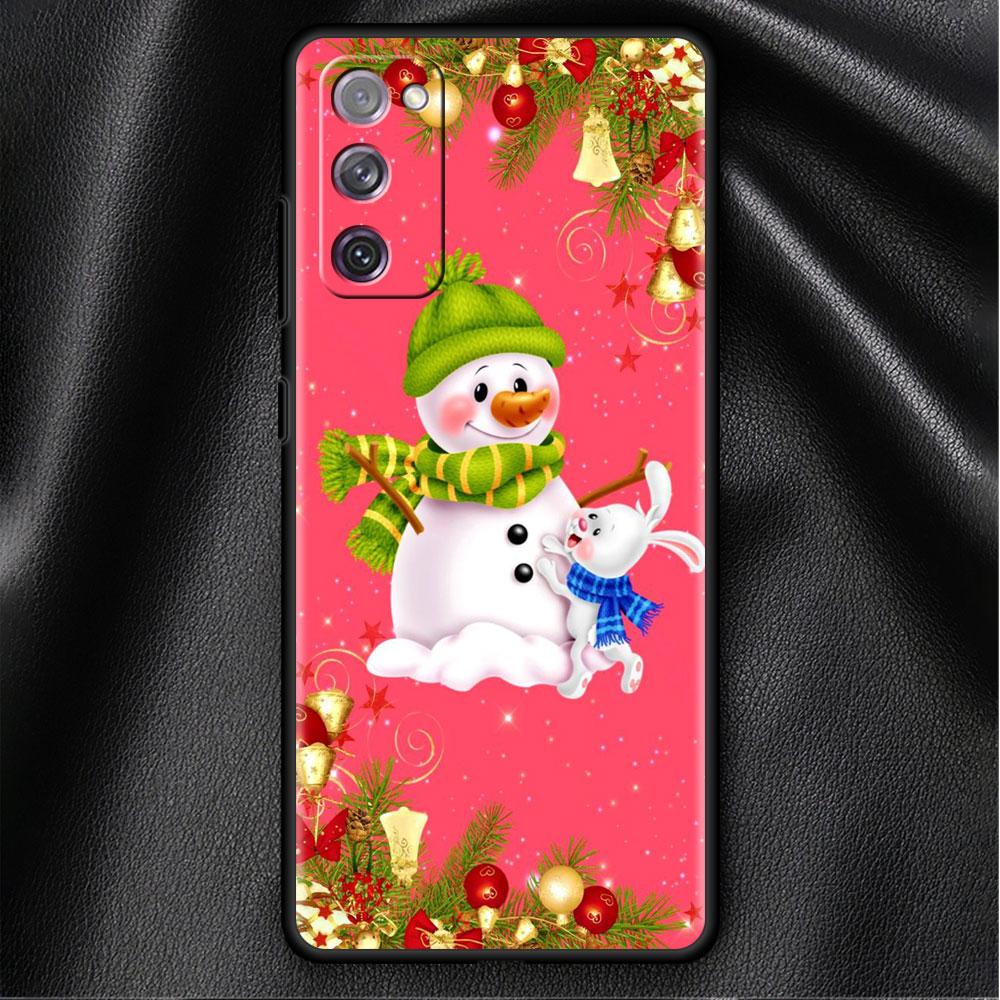 Bumper Case For Samsung Galaxy S22 Ultra S21 FE S20 Plus S10 Lite Phone Cover S10e S9 S8 S7 Silicone Funda Christmas Snowman Sac