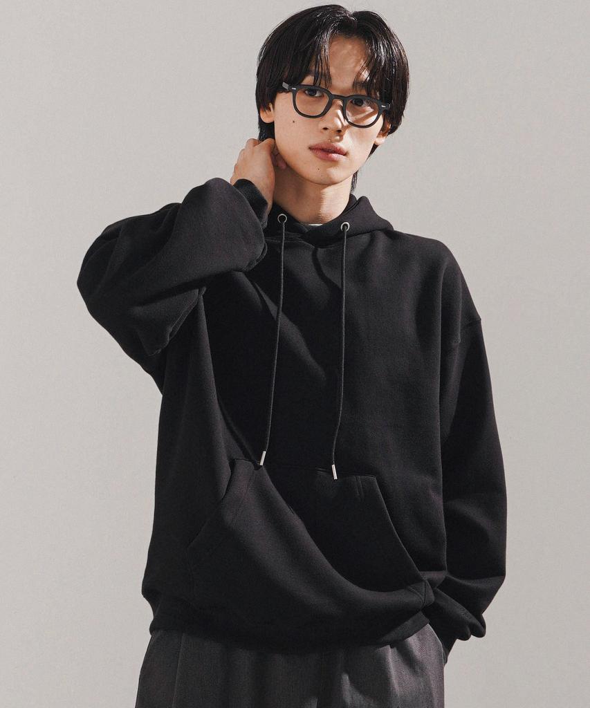 Plain Essential Hood Black Kjhd2674