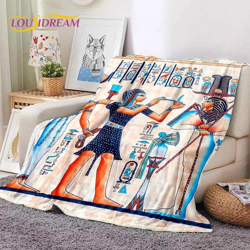 3D Pharaoh Hieroglyphic Egyptian Mythology Soft Blankets,Keep Warm Throw Blanket Comfortable for Picnic Beds Sofa Home Bedroom