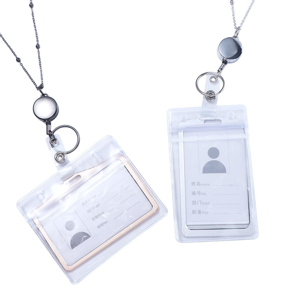 Clips Retractable Badge Reel Lanyard DIY Beaded Lanyard Badge Holder Necklace with ID Card Holders