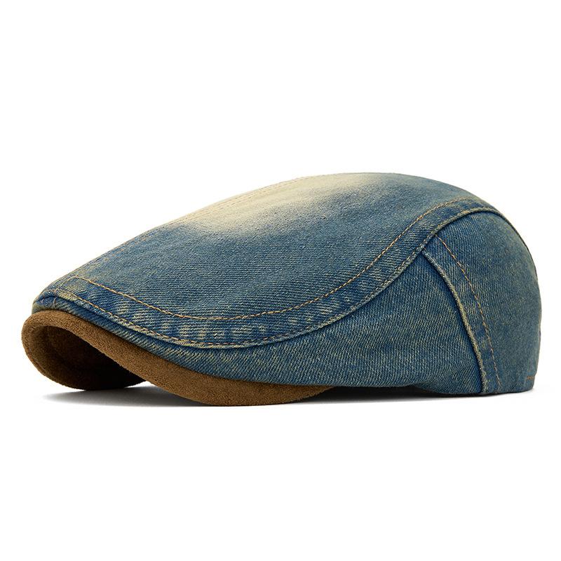 

British Retro Denim Forward Hat Women Paintess Hat Anti-Wearing Beret Men Peaked Cap