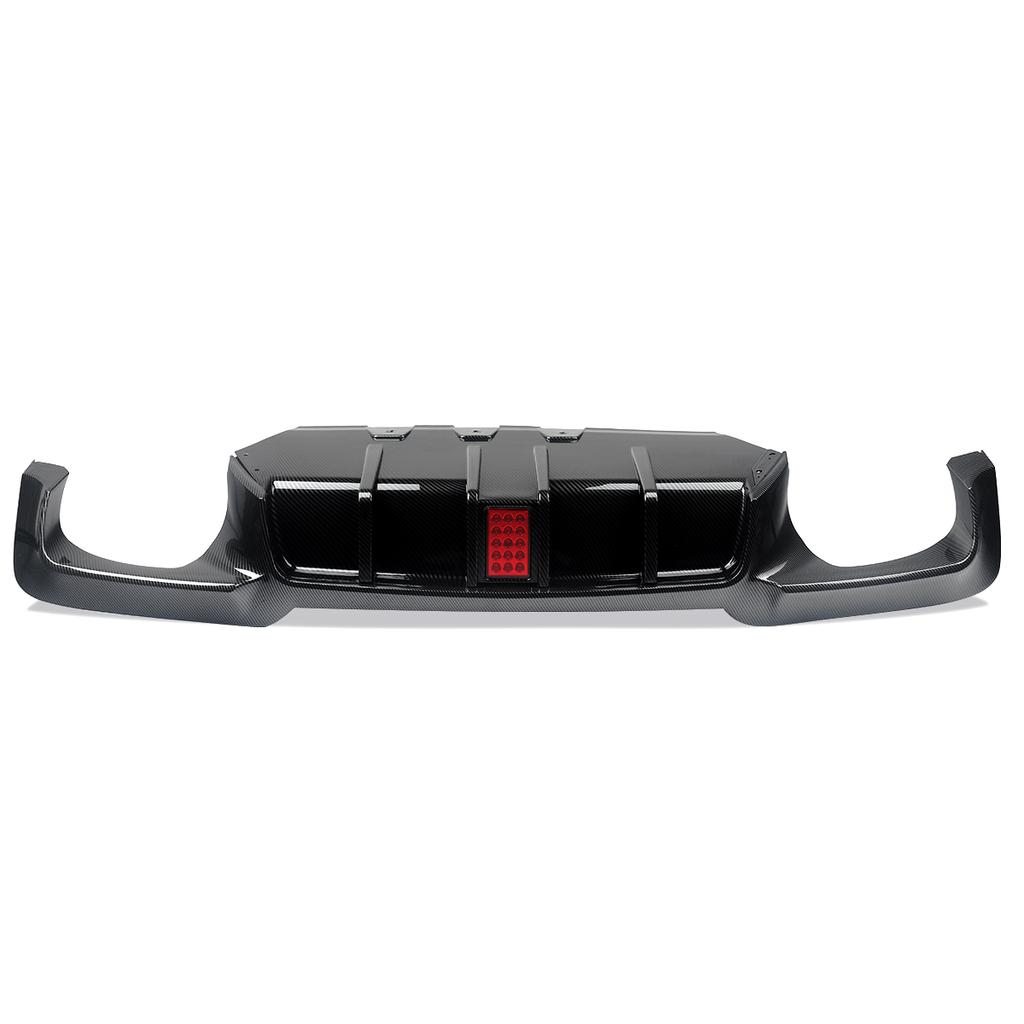 MagicKit for BMW 5 Series F10 M Sport Bumper 10-16 Carbon Look Rear Diffuser with LED Light