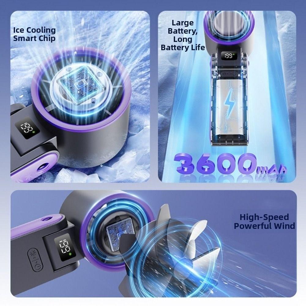 Ice Compress Cool Refrigeration Electric Fan Foldable Personal Cooling Fan Pocket Turbo Fan  Summer