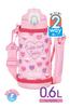 Thermos Vacuum Insulated 2-Way Water Bottle, 0.6L0.63L, PinkWhite, Direct Drinking, with Cup, for Children, for Commuting To SchoolPreschool,