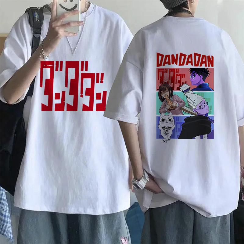 Retro Mange Men's T-shirt Japanese Anime Gothic T-shirt Dandadan Okarun90s Casual Loose T-shirt Versatile Streetwear