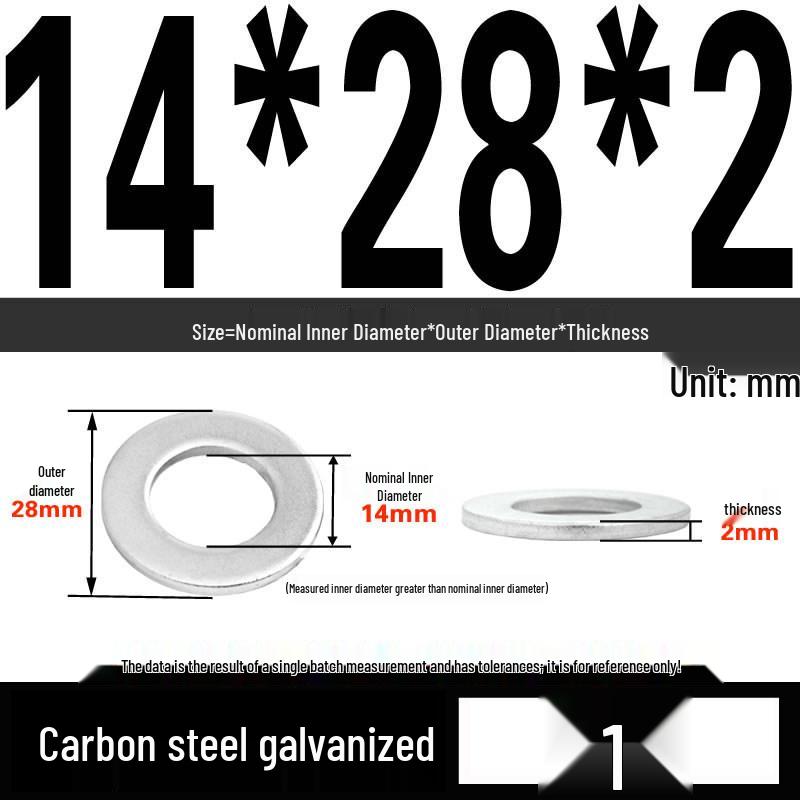 GB97 Galvanized Flat Washer M3-M42 - Full Specifications