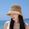 Summer Knitted Bucket Hat With Sun Protection And Breathability For Casual Outdoor Wear