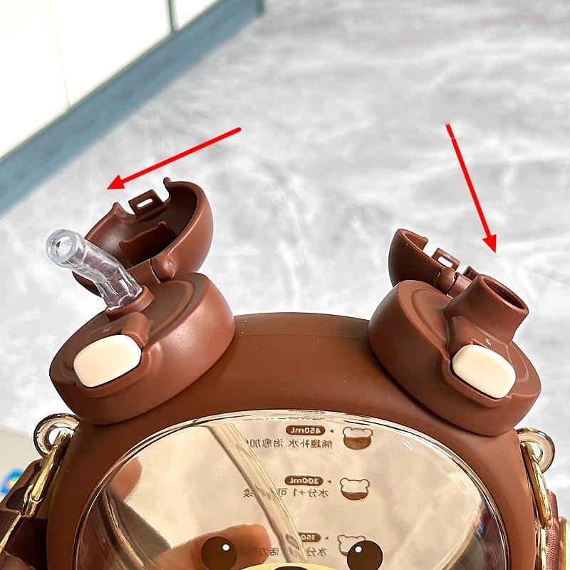 750ml Roztomilý medvěd rychlovarná konvice kelímek na vodu se slámou léto Velkokapacitní plastový kelímek na pití s ​​brčkem Kawaii dětský kelímek na vodu do školy