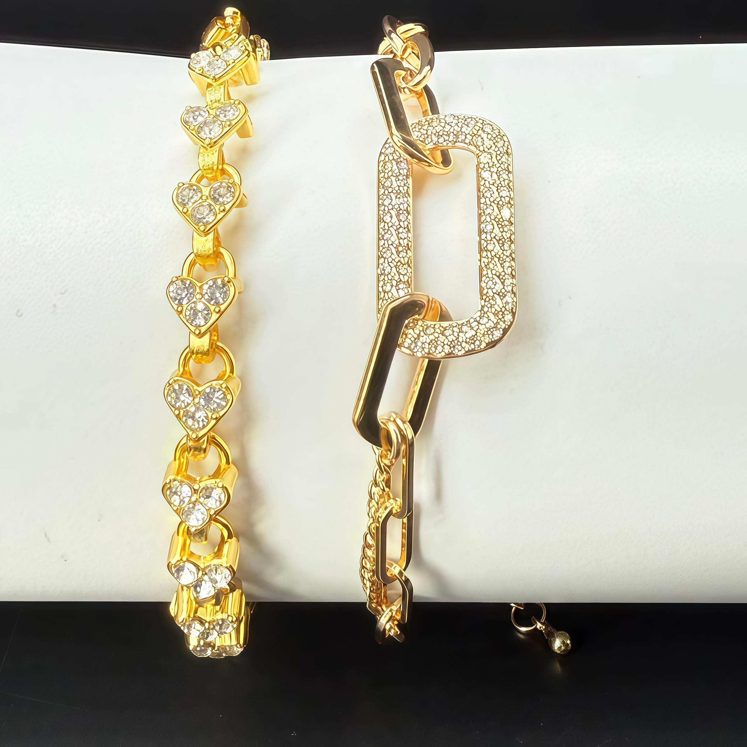 

2-Piece Set Women s Bracelets, Heart-Shaped Bracelets Zinc Alloy Minimalist Style Halloween Gift Birthday Gift