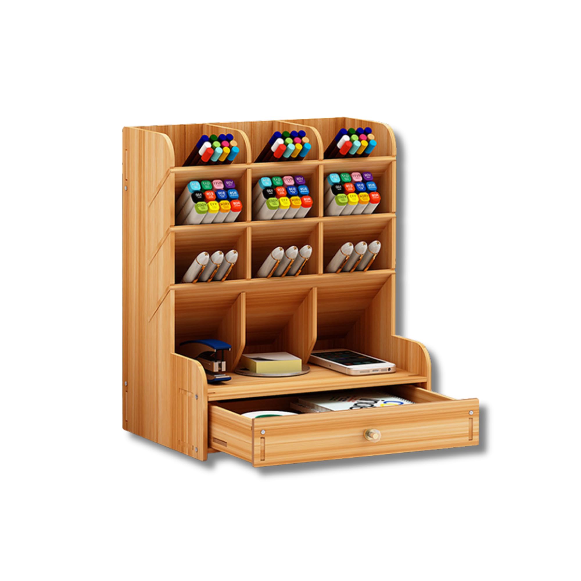 

lulubelle Wooden Desktop Storage Desk Storage Box with for Office and Living Room Case, Drawer, Multifunctional, Stylish, (Type A)