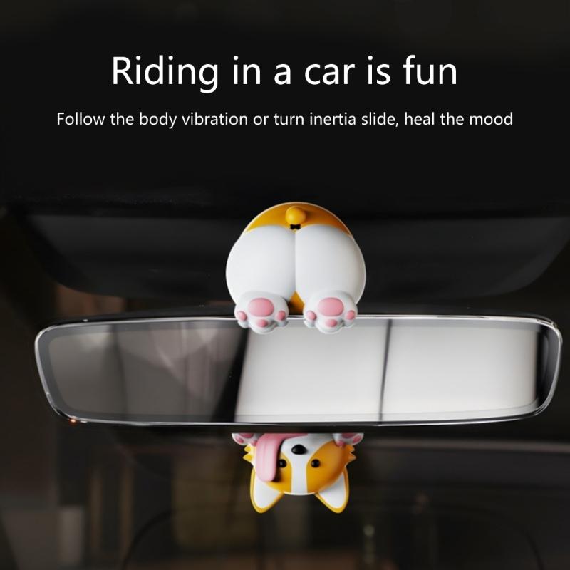 Swinging Dog Car Interior Rear View Reflectors Viewer Hanging Scent Diffuser Vehicle Decoration with Head Bobble Feature
