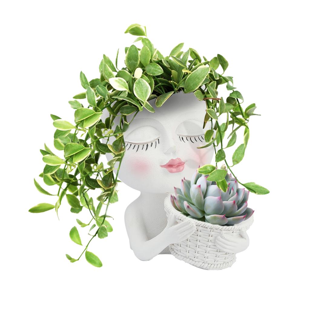 Mannequin Blumentopf Harz Kreativer Doppelblumentopf Gesichtsblumentopf