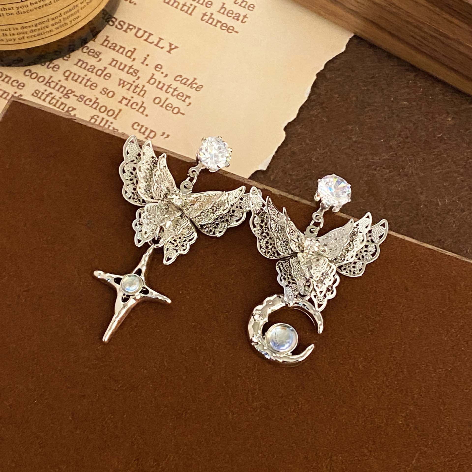 

Новые модные асимметричные полые серьги-бабочки, изысканные многослойные серьги-луны, женские серьги как