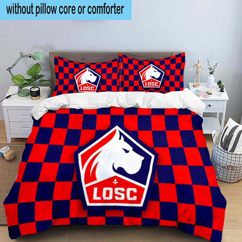 Losc Football Crest 3PCS Bedding set,Ideal for1pc Duvet Cover And 2pcs Pillowcases Perfect for Christmas gift,Ideal for Bedroom, Dormitory