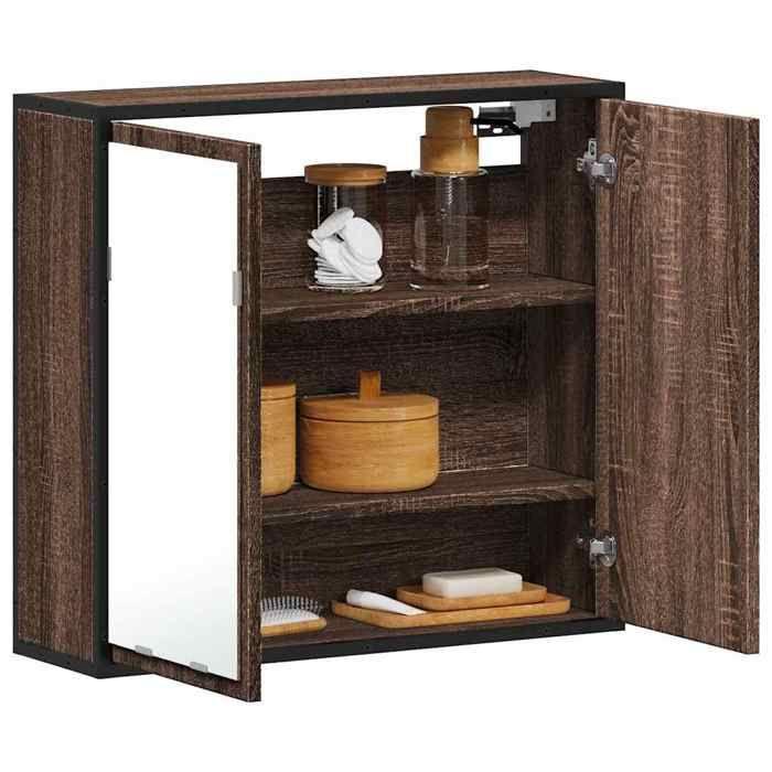 VidaXL Armoire à miroir de salle de bain chêne marron bois ingénierie, armoire à miroir, armoire de maquillage avec miroir, 849258