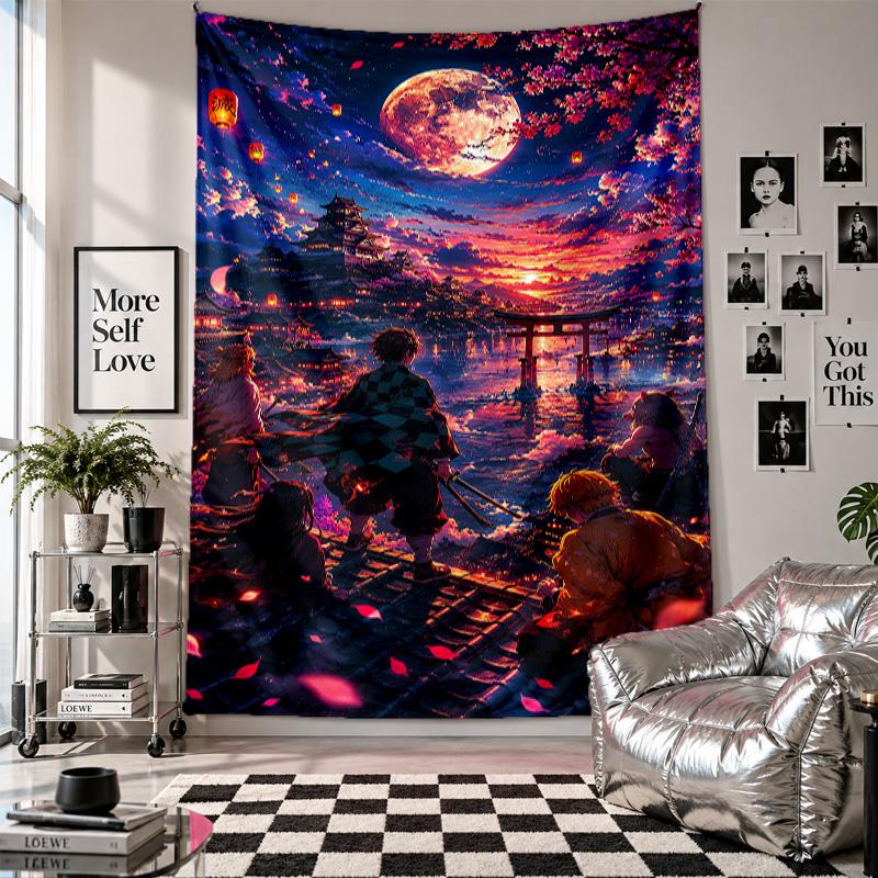 Wall TapestryDemon Slayer Art Hanging Cloth Decorative Background Cover for Room Decoration