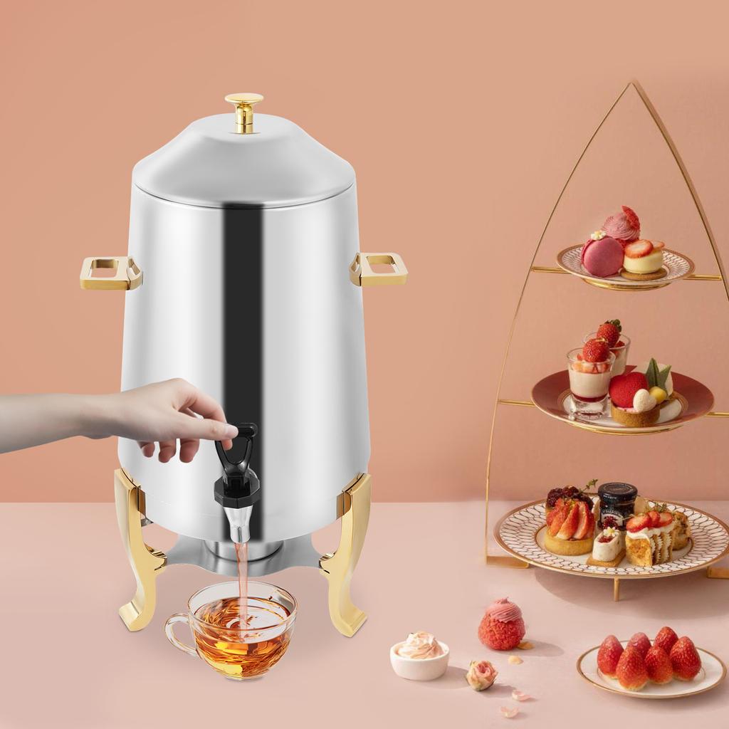 13L/3.43Gal Hot Beverage Dispenser W/ Alcohol Burner - Coffee Chafer for Catering & Event - Commercial-Grade Hot Drink Dispenser