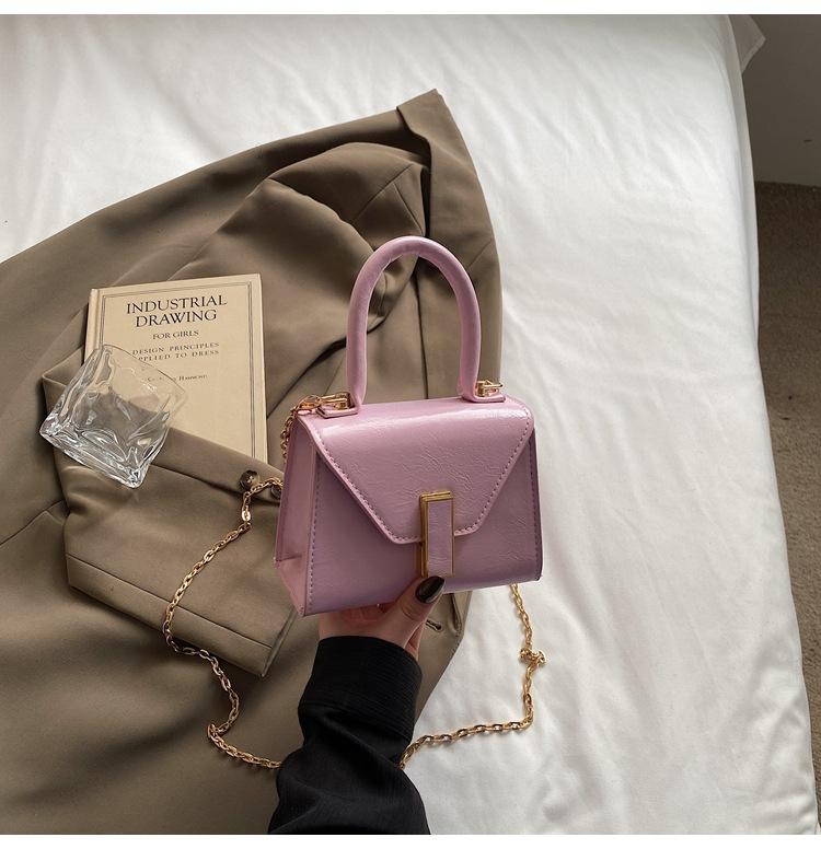 Temperament Fashion Casual Women's 2025 New Summer Texture Solid Color Chain One Shoulder Crossbody Portable Small Square Bag